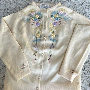Hand Decorated Floral Sweater - made in Hong Kong expressly for Cecile